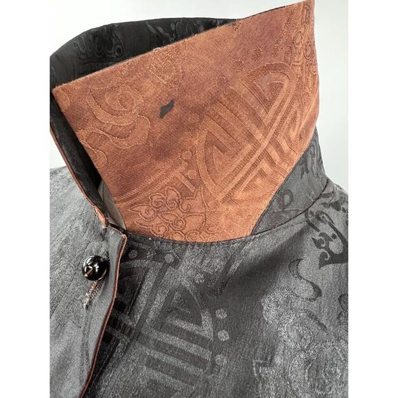 Sophie Hong Hand Dyed Silk Tailored Jacket Top Black Brown Size Medium - Picture 3 of 16